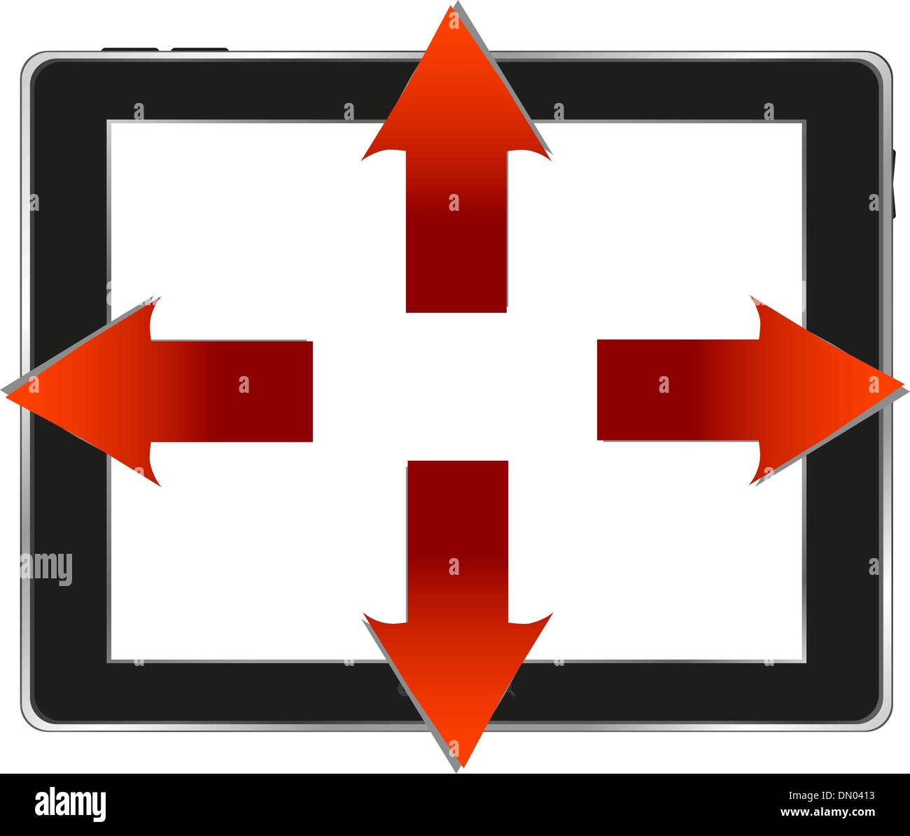tablet pc and business red arrows Stock Vector