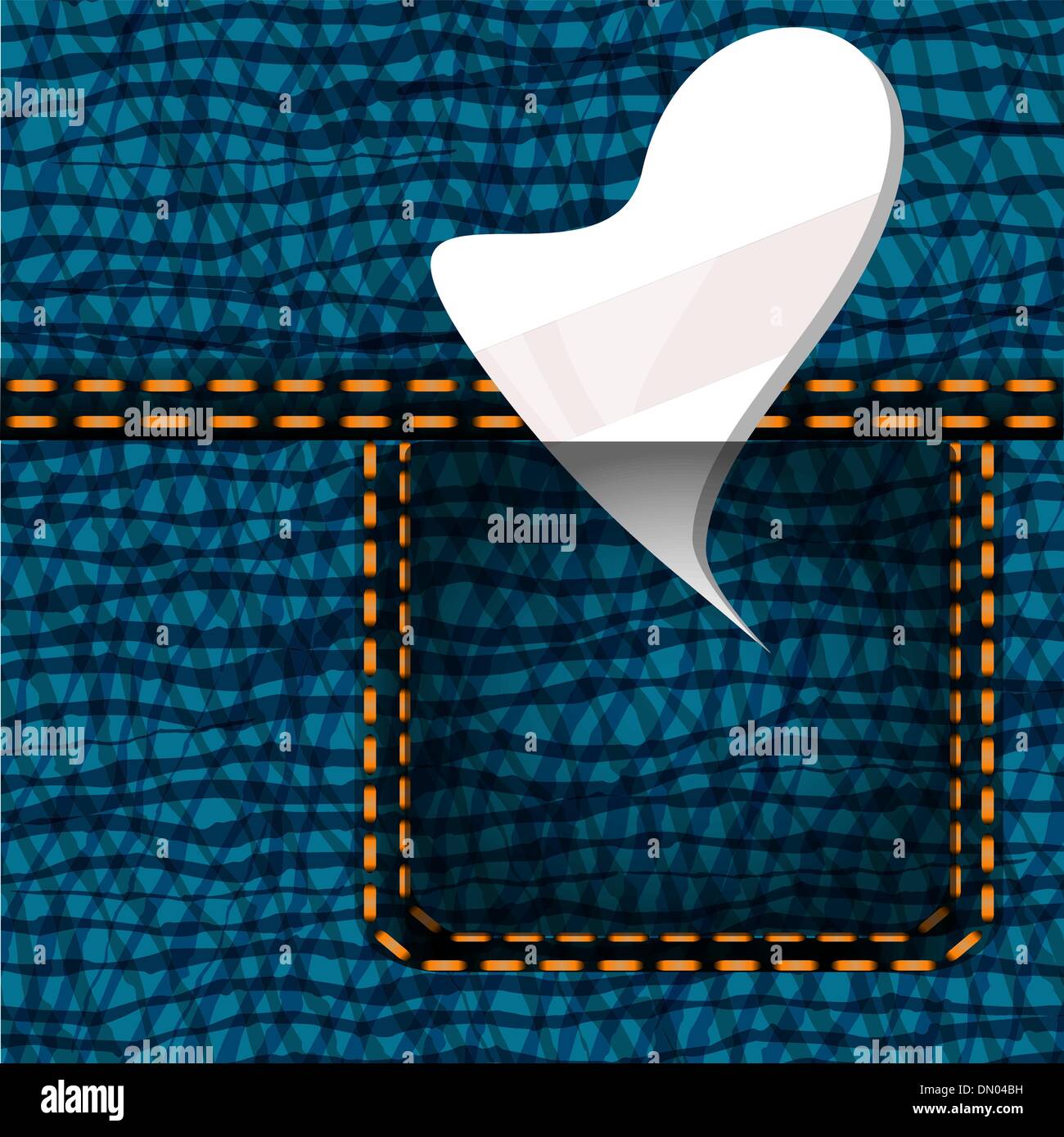 denim jeans background with white heart Stock Vector