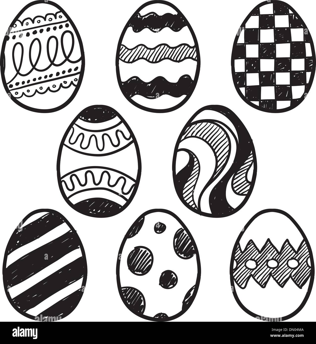 Easter egg vector doodle set Stock Vector