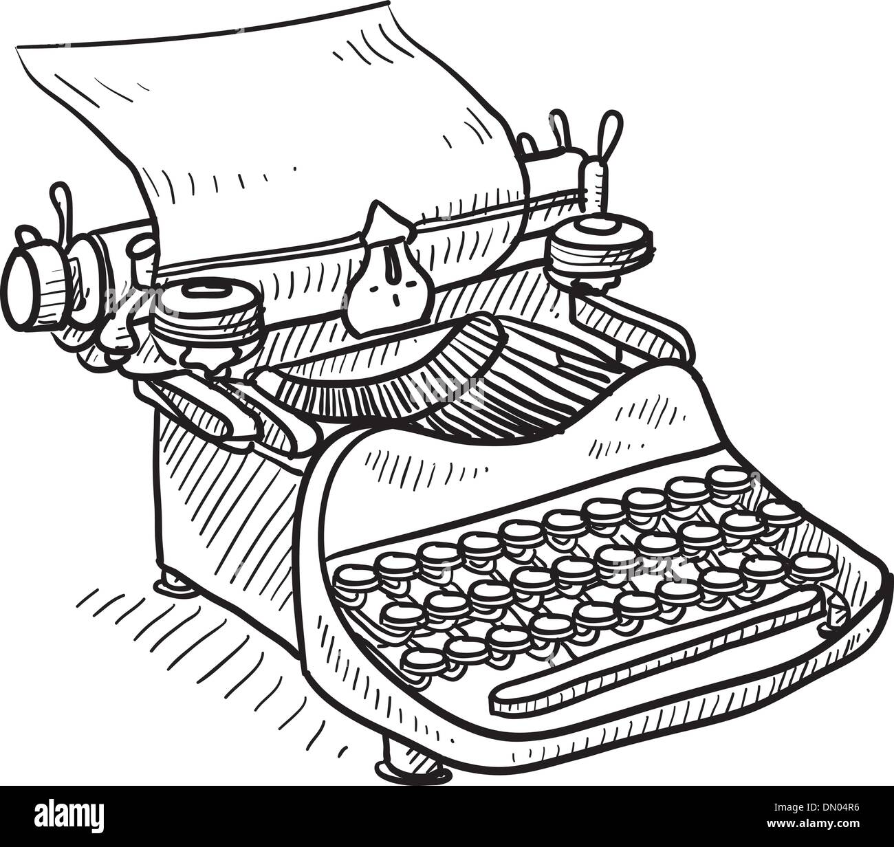 Retro typewriter vector sketch Stock Vector