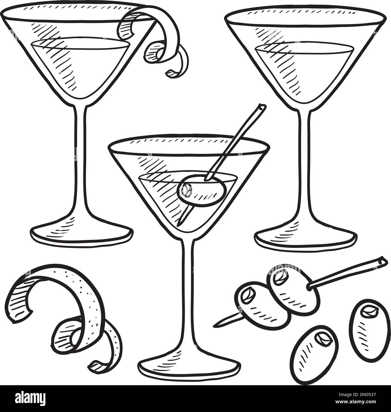 Martini set vector sketch Stock Vector Image & Art Alamy
