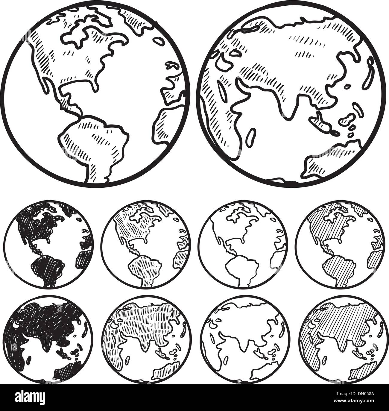 Views of the earth vector drawing Stock Vector