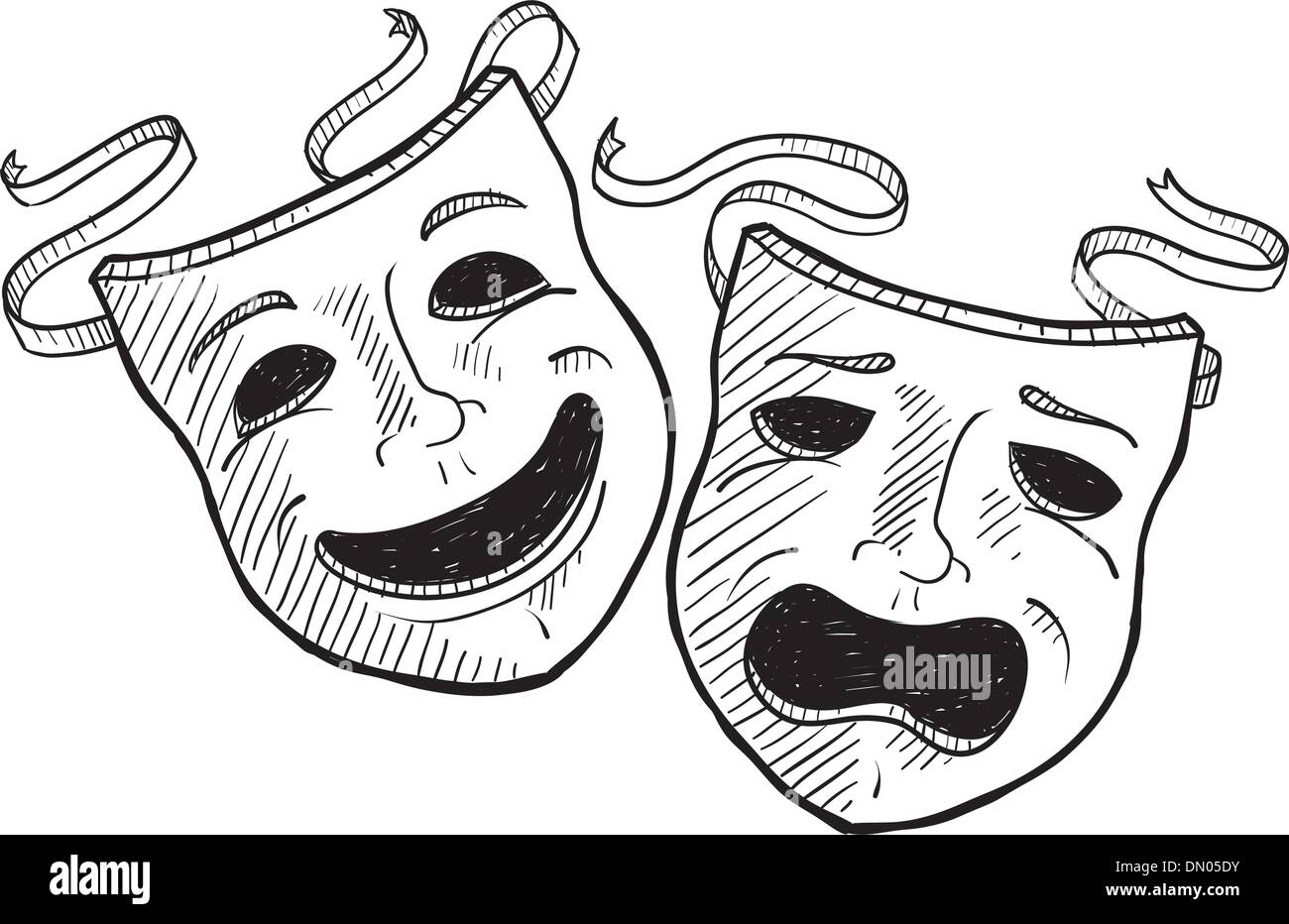 Theater masks vector sketch Stock Vector