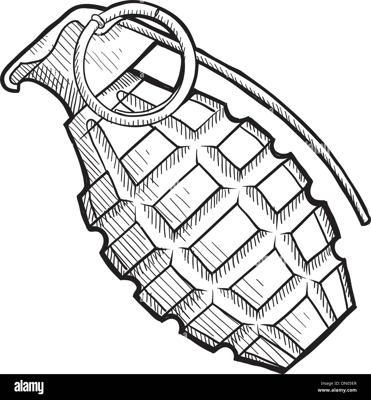 Hand grenade sketch Stock Vector