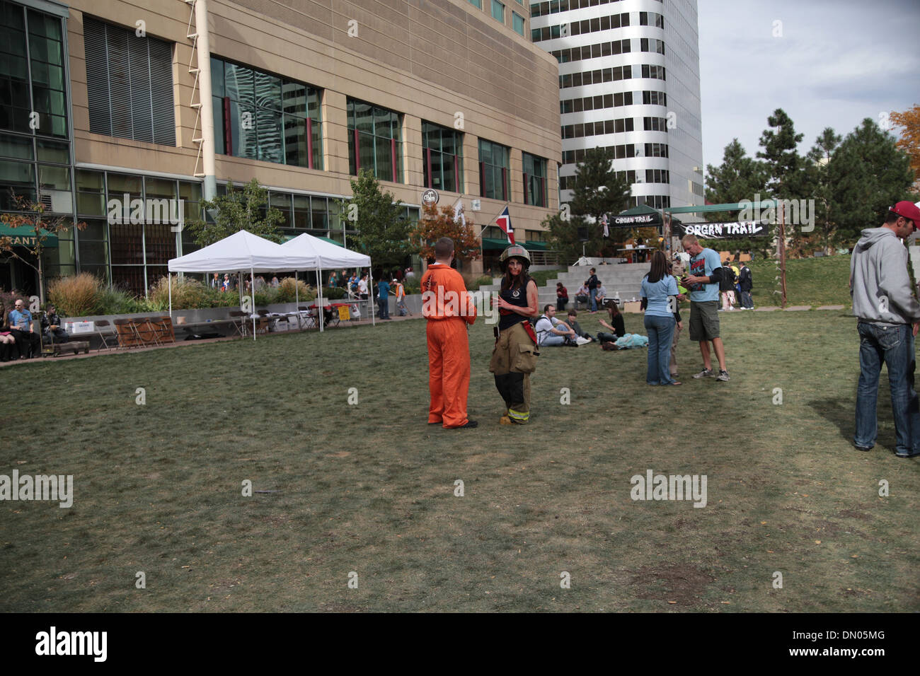 Denver's zombie crawl on 16th street mall Stock Photo Alamy