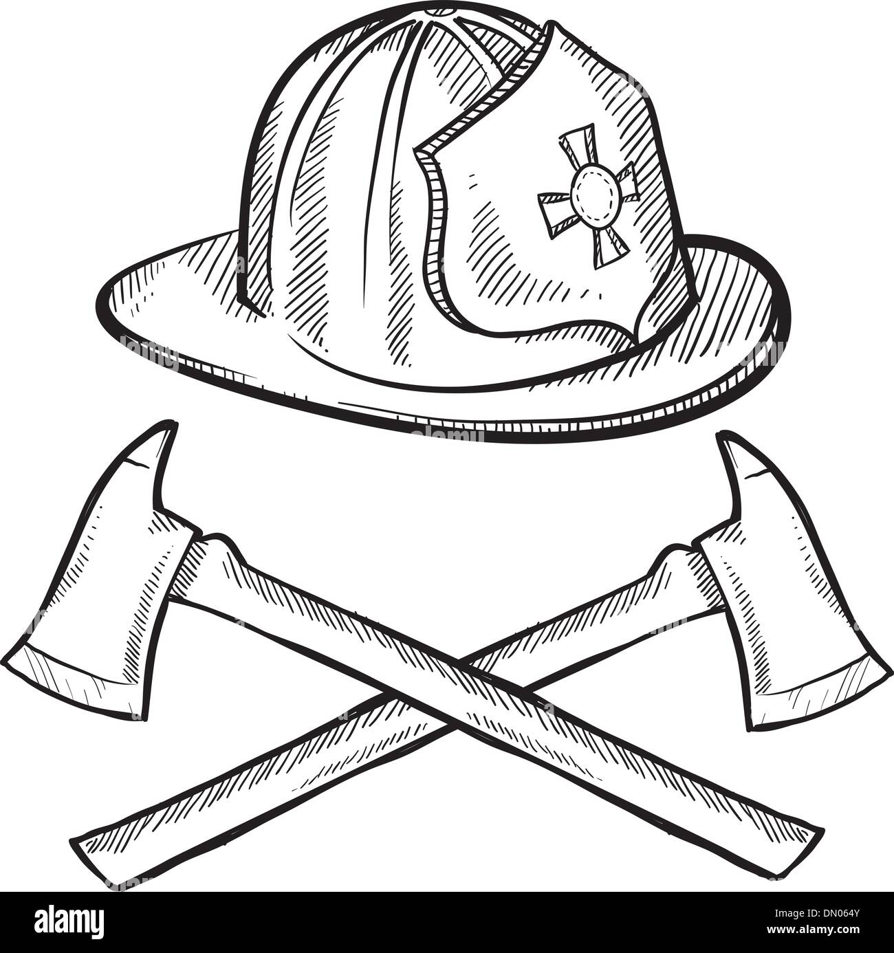 Firefighter gear sketch Stock Vector