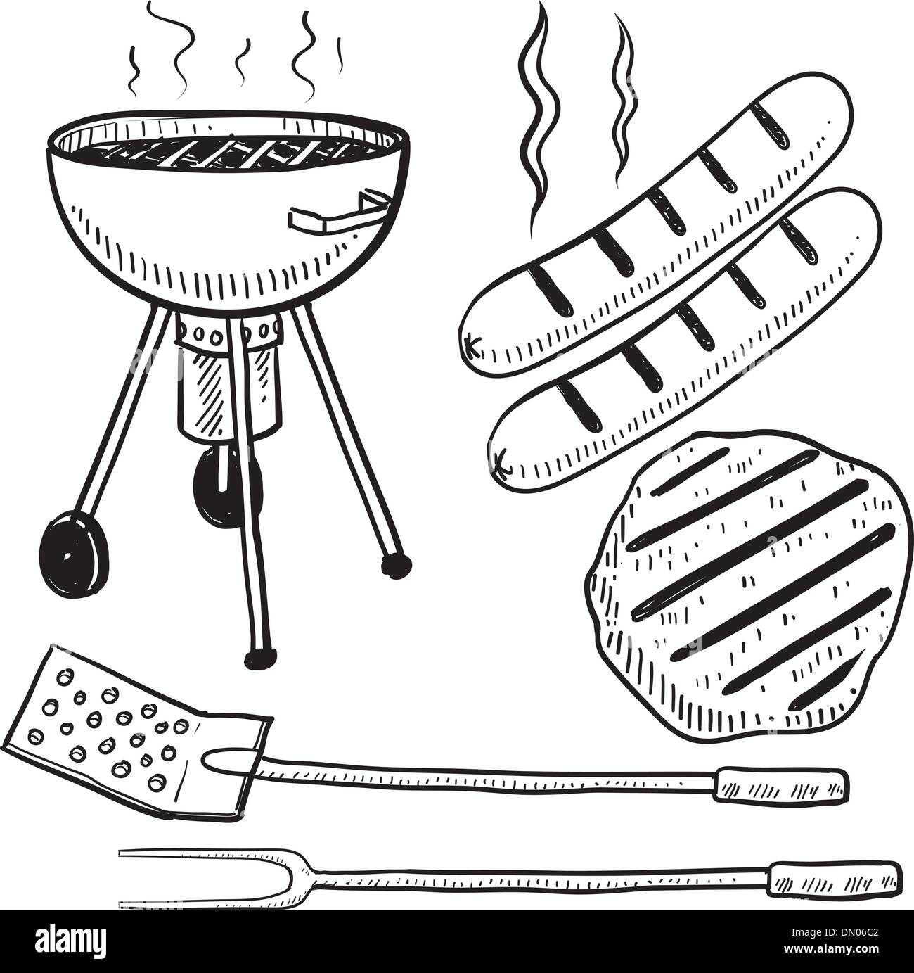 Barbecue grill equipment vector sketch Stock Vector Image & Art Alamy