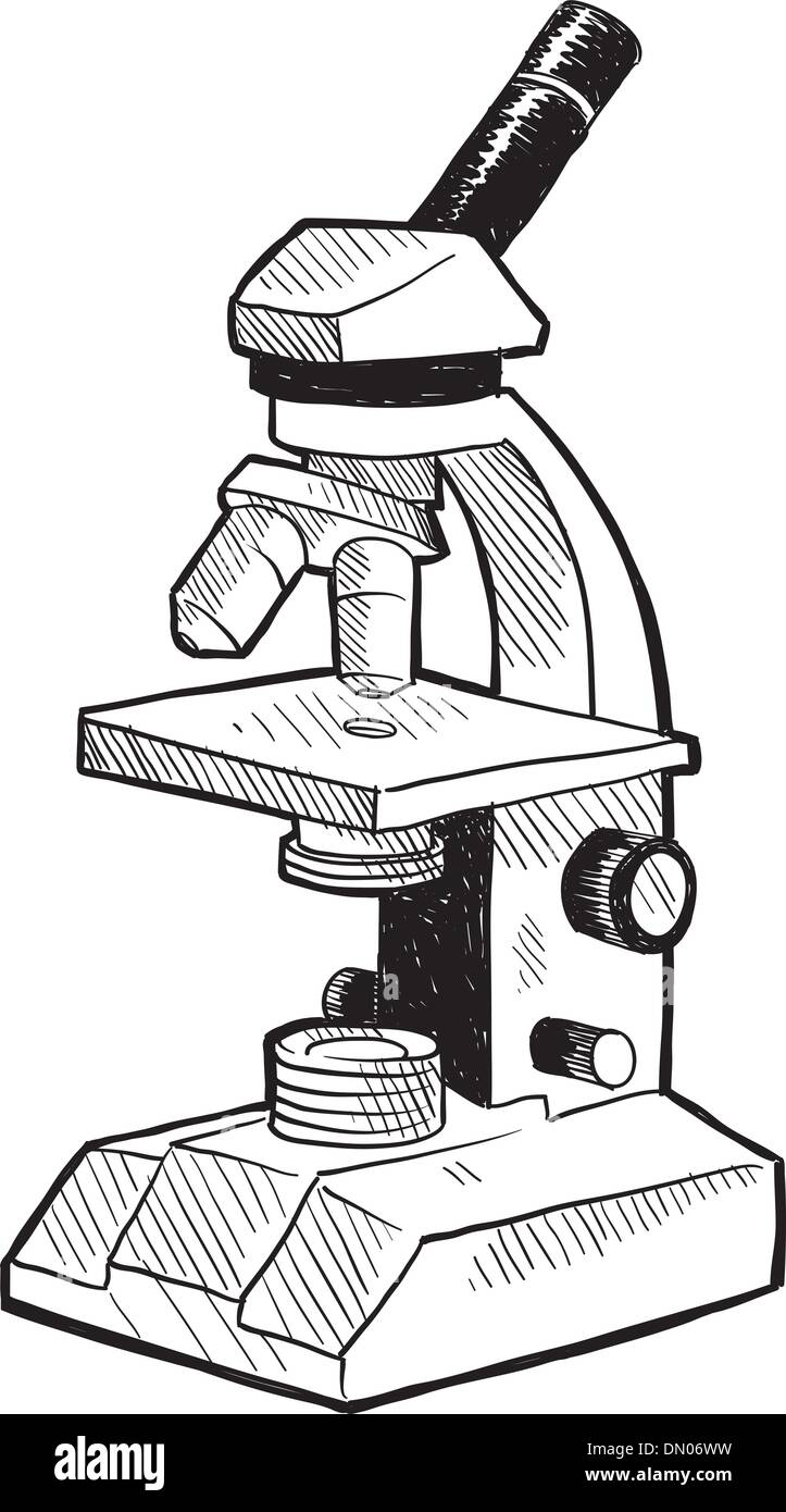 Premium Vector | A black and white drawing of a microscope with a microscope  on it.