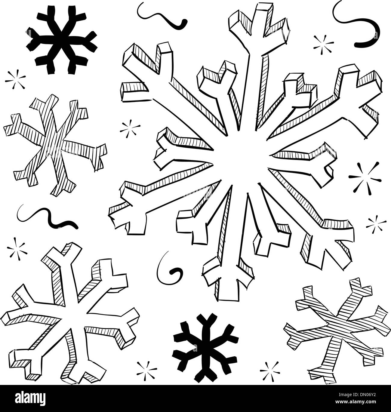 Winter snowflake sketch Stock Vector