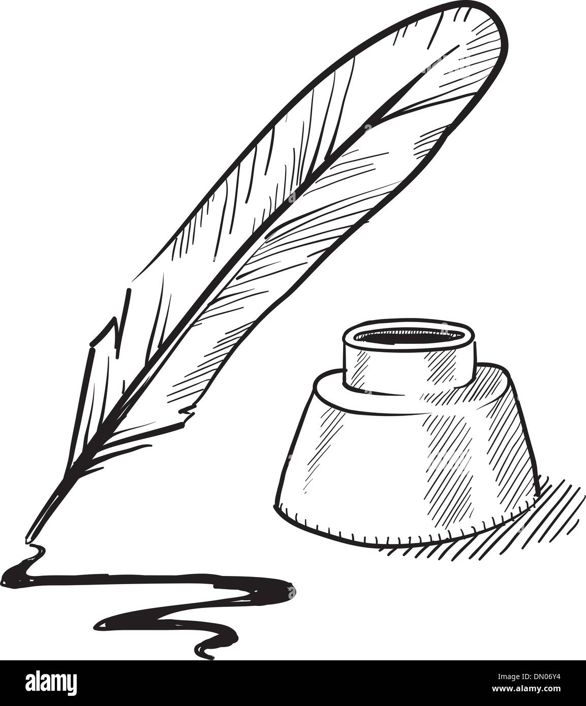 cartoon of an ink well and quill 12469656 Vector Art at Vecteezy
