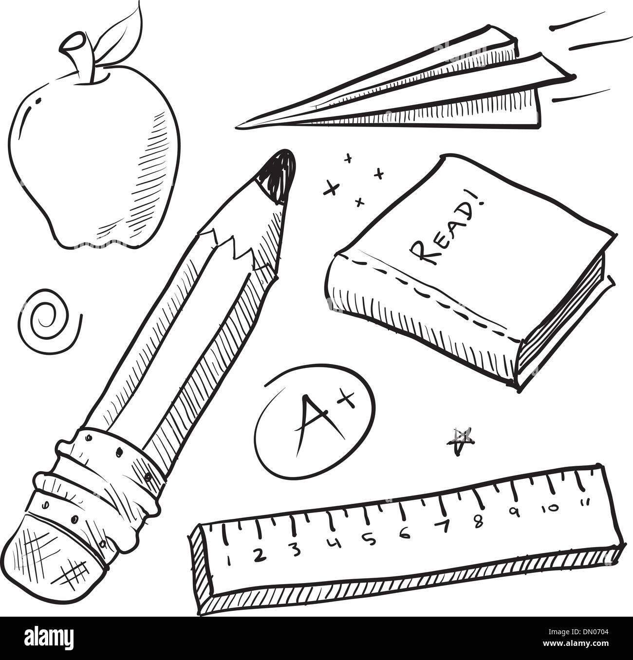 Premium Vector  Outline sketch of pen and pencil school and college  stationery doodle elements