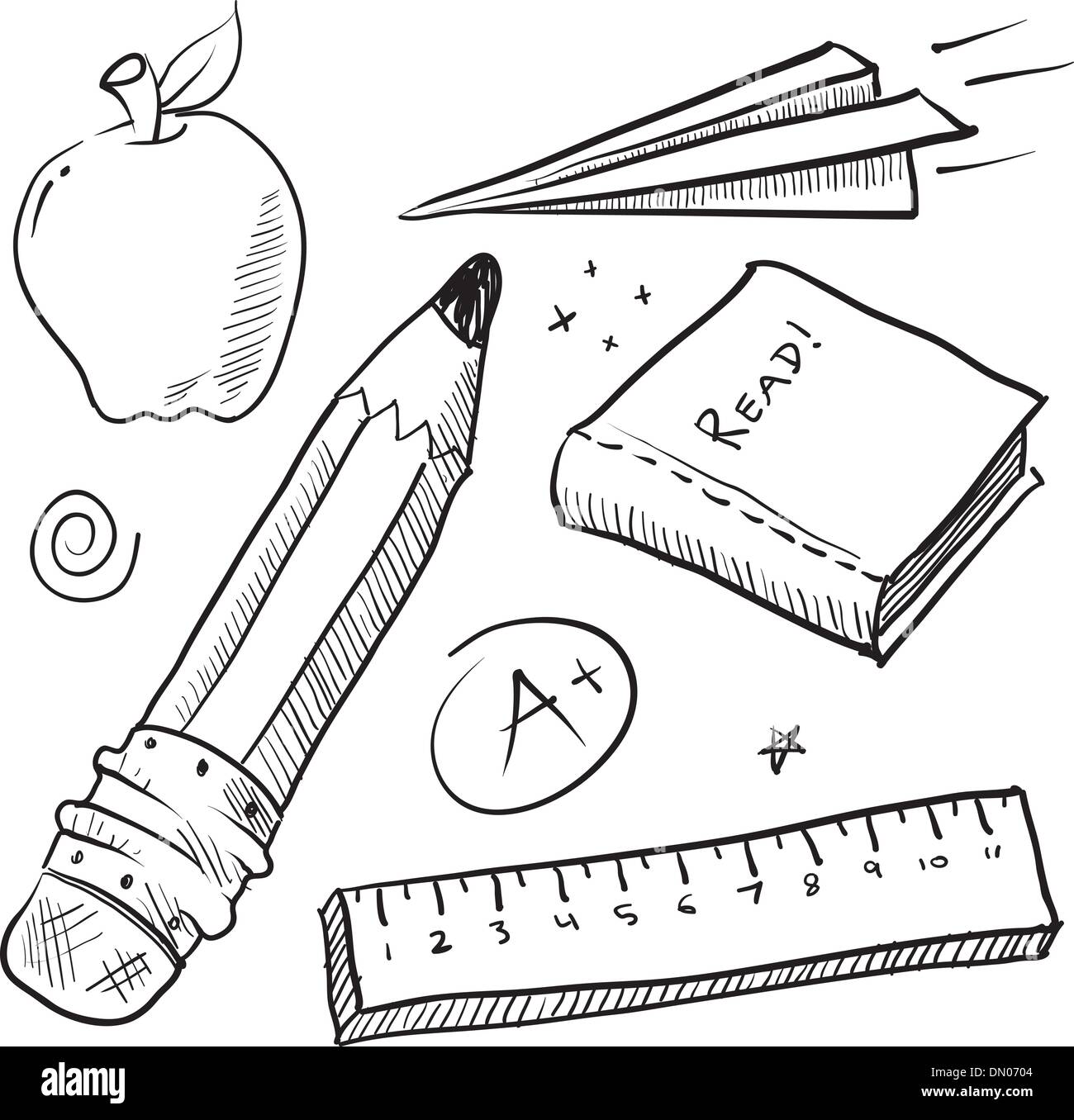 School supplies sketch Stock Vector Image & Art Alamy