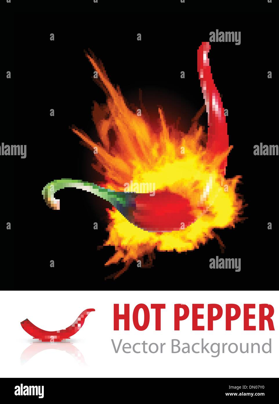 Burning Chili Pepper Stock Vector