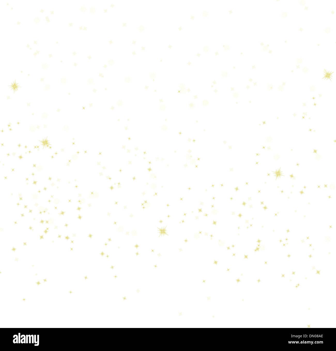 Snowflakes and stars on golden light. EPS 8 Stock Vector