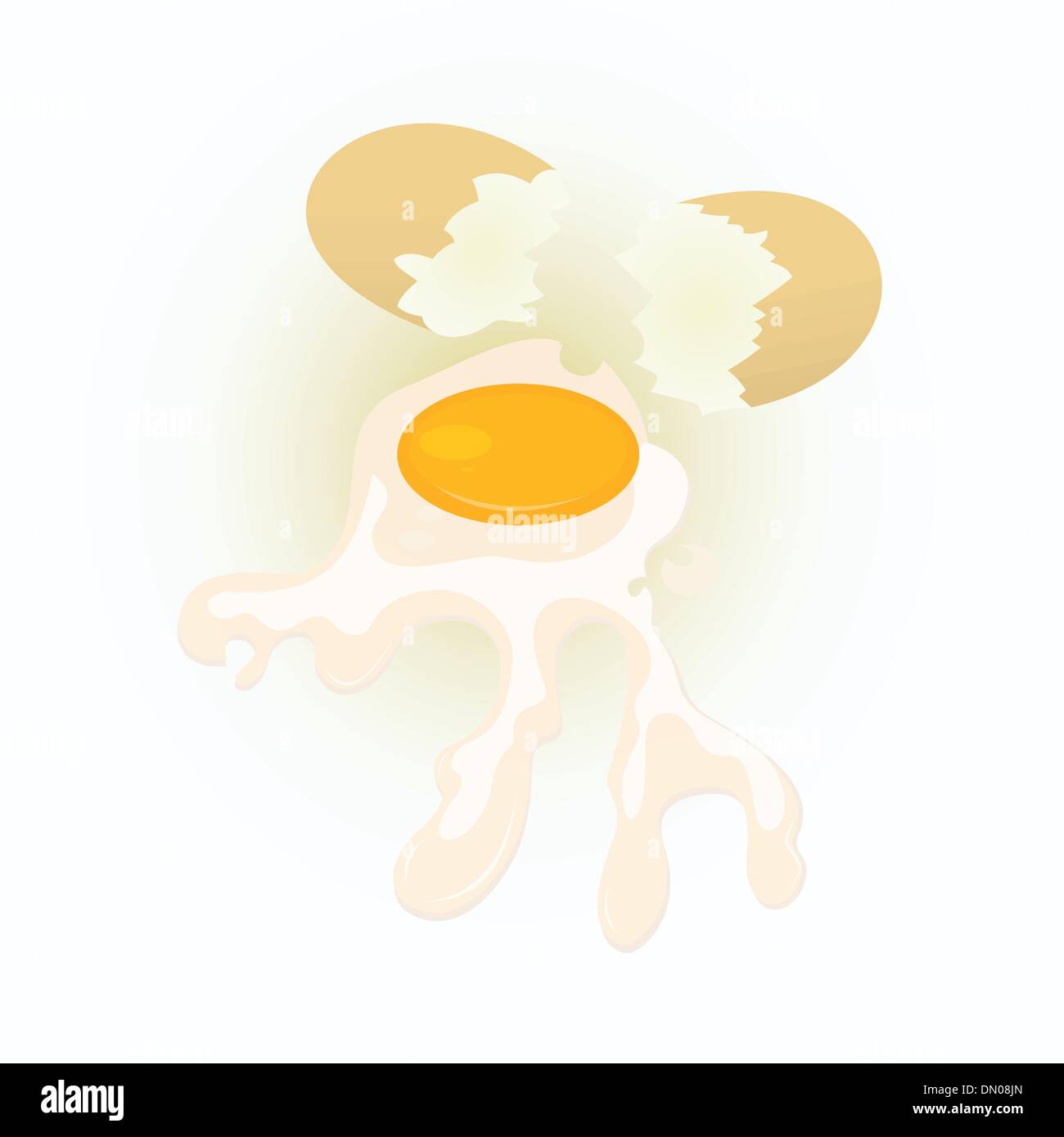 Broken-egg-and-eggshells-on-white-background Stock Vector
