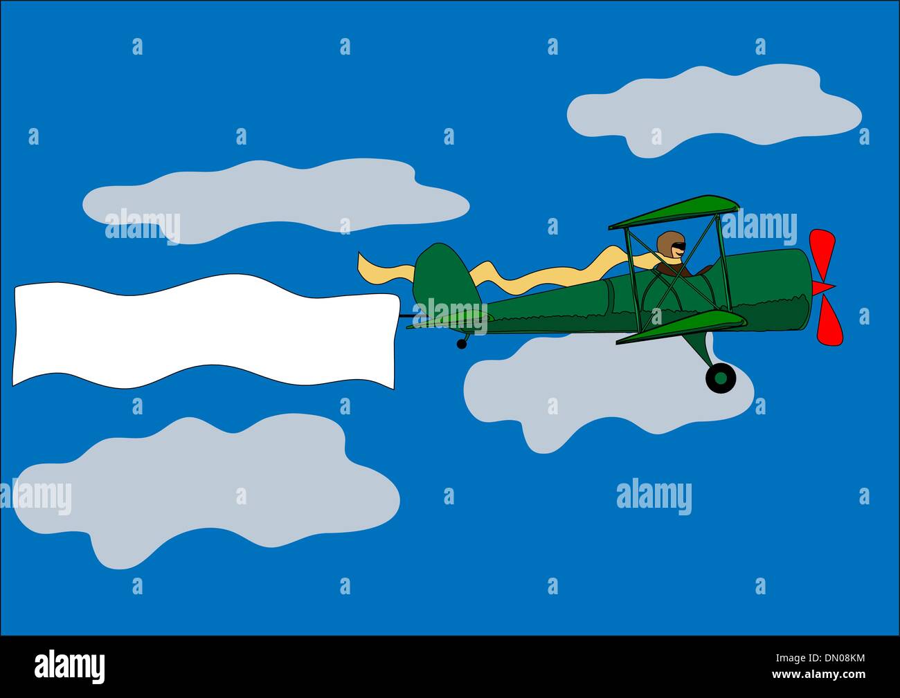 airplane, banner, biplane, vector illustration Stock Vector