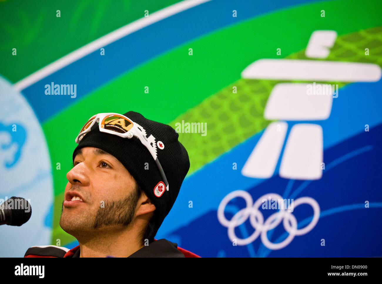 Feb 16, 2010 - Vancouver, British Columbia, Canada - Cross country skier BRIAN MCKEEVER during a press conference about qualifying for both the 2010 Winter Olympic and Paraolympic Games. When McKeever was about 19 years old, he began to lose his central vision and now has to see with his peripheral vision to ski. (Credit Image: © Patrick T Fallon/ZUMA Press) Stock Photo
