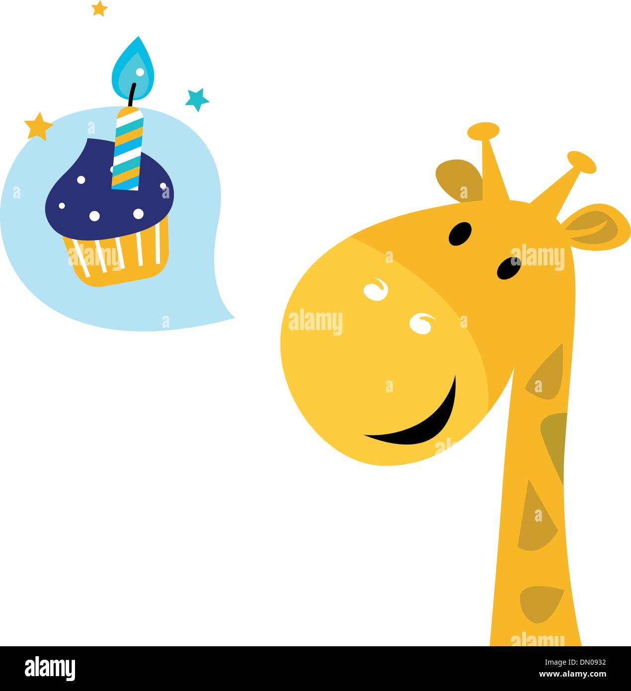 Cute yellow cartoon party giraffe with Candy Stock Vector Image & Art