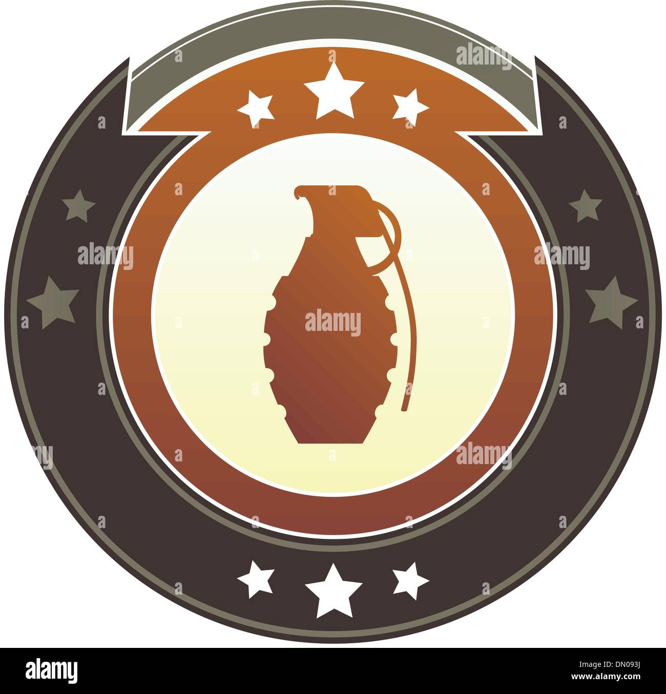 Grenade icon on imperial button Stock Vector
