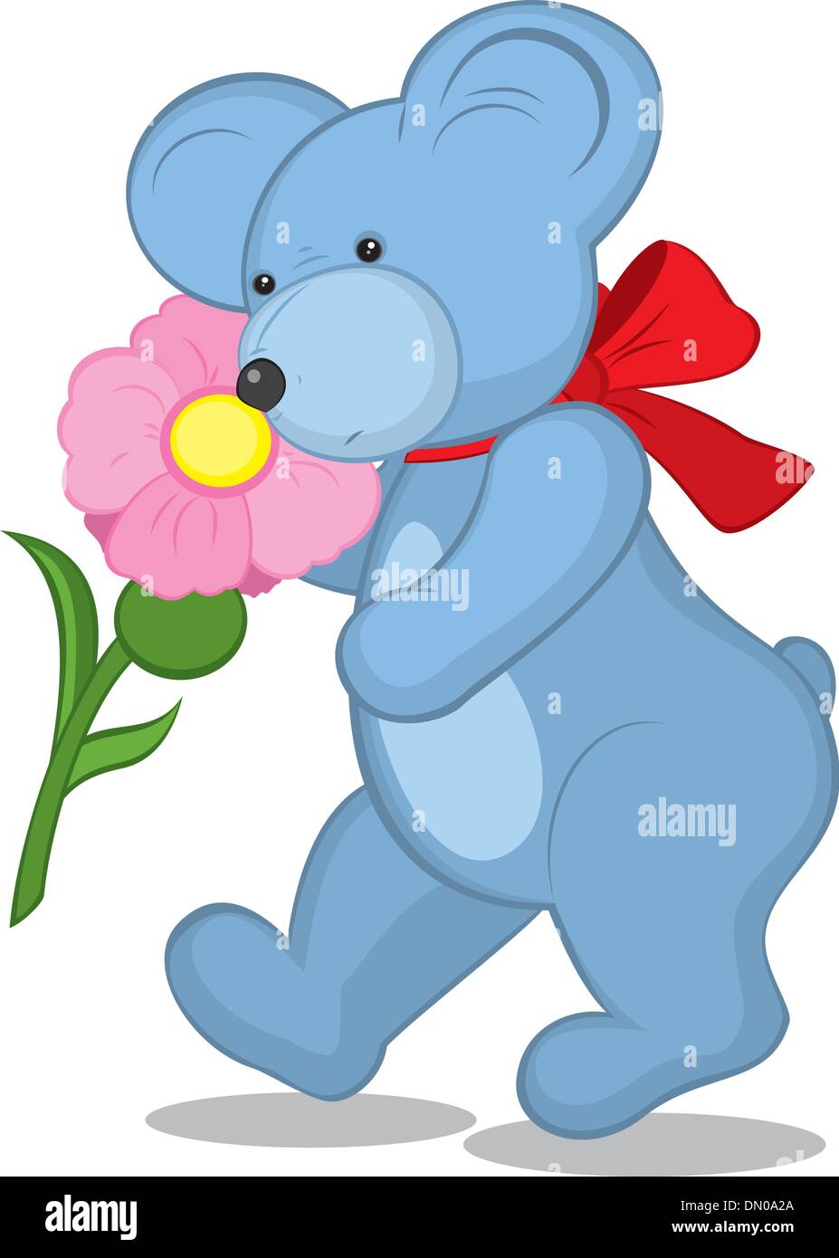 Blue teddy bear with flower Stock Vector Images Alamy