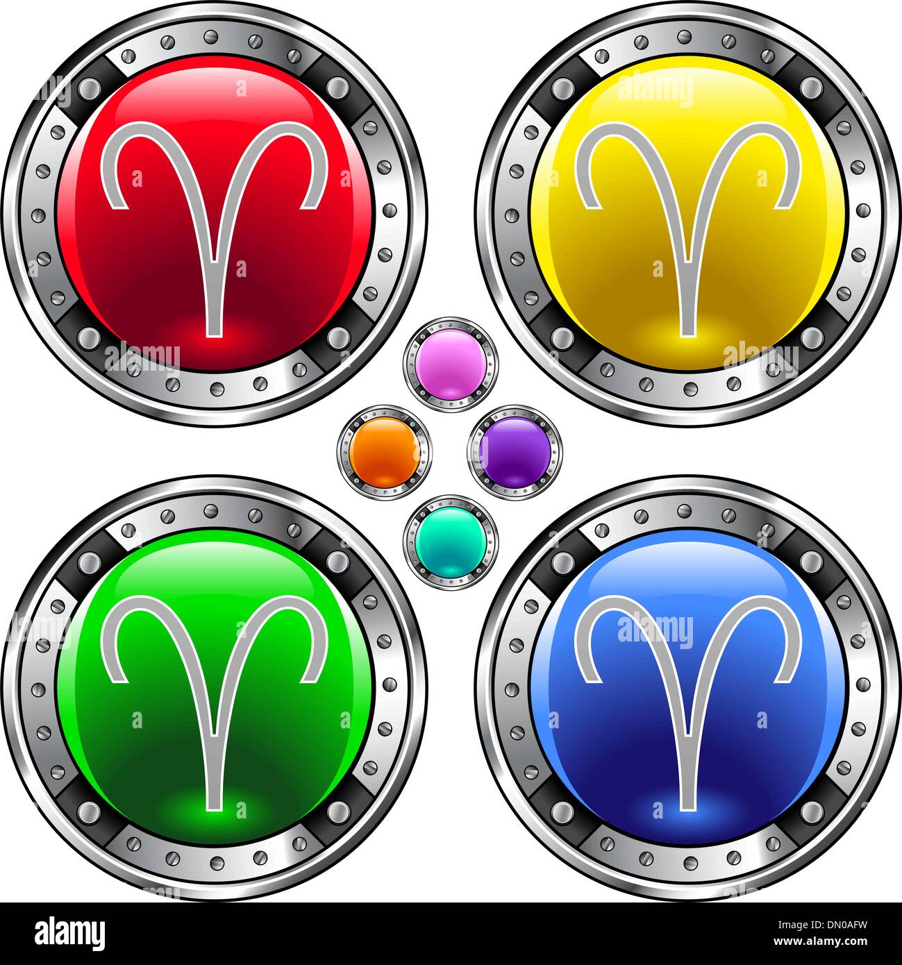 Aries colorful button Stock Vector