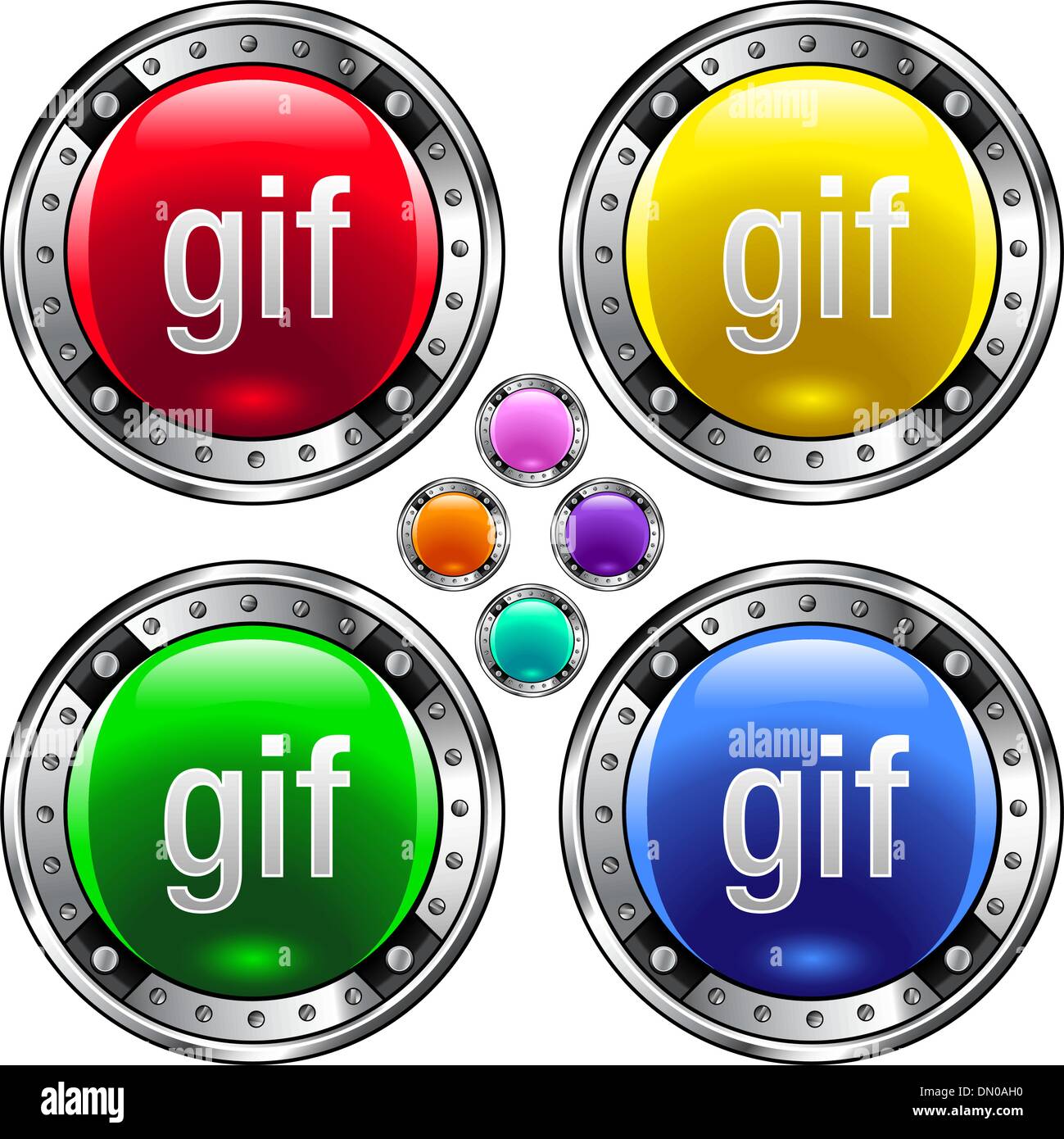 GIF file type colorful button Stock Vector