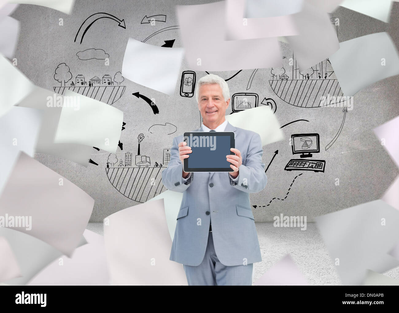 Composite image of boss showing a touch pad screen Stock Photo Alamy