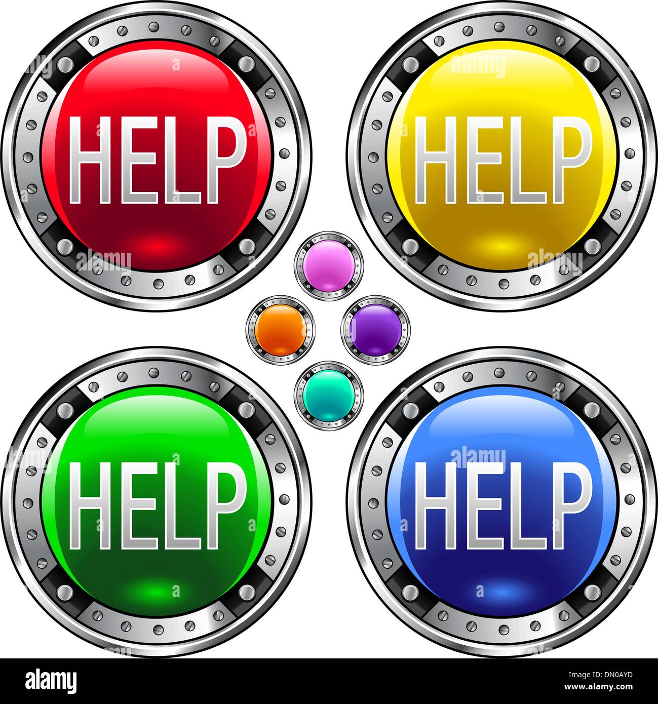 Help colorful button Stock Vector