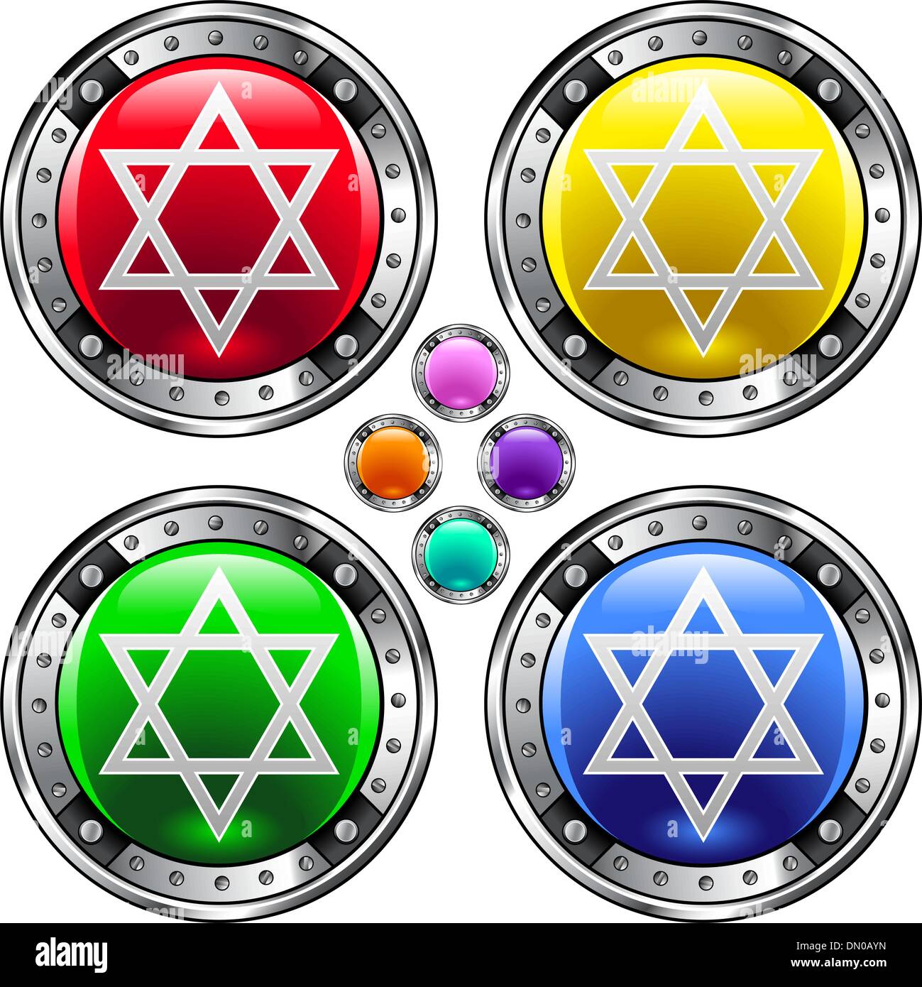 Star of David colorful button Stock Vector
