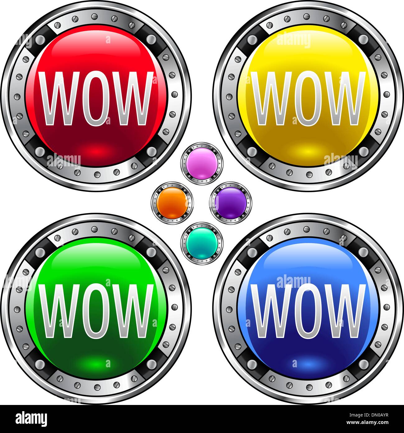 Wow colorful button Stock Vector