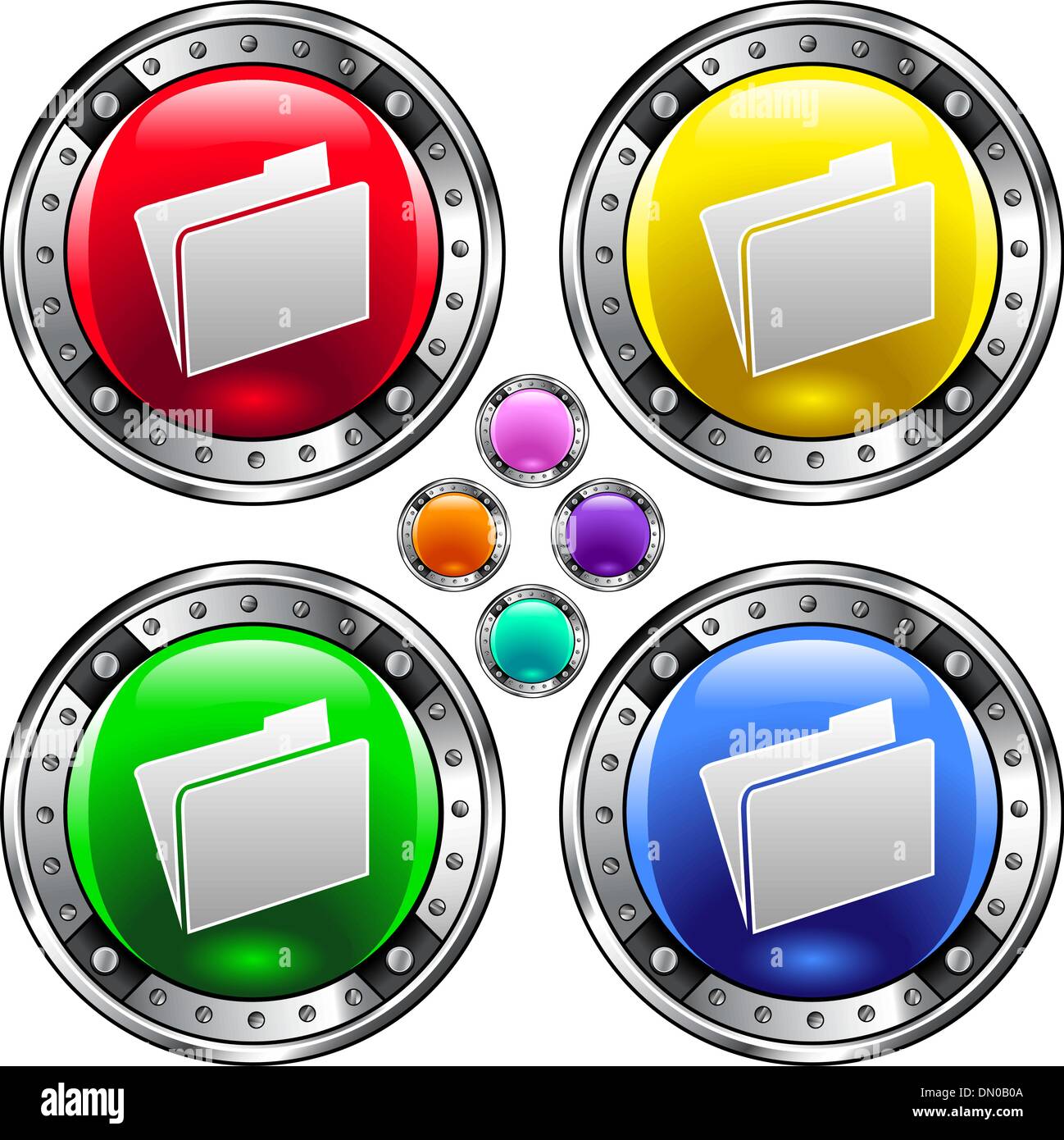 File folder colorful button Stock Vector