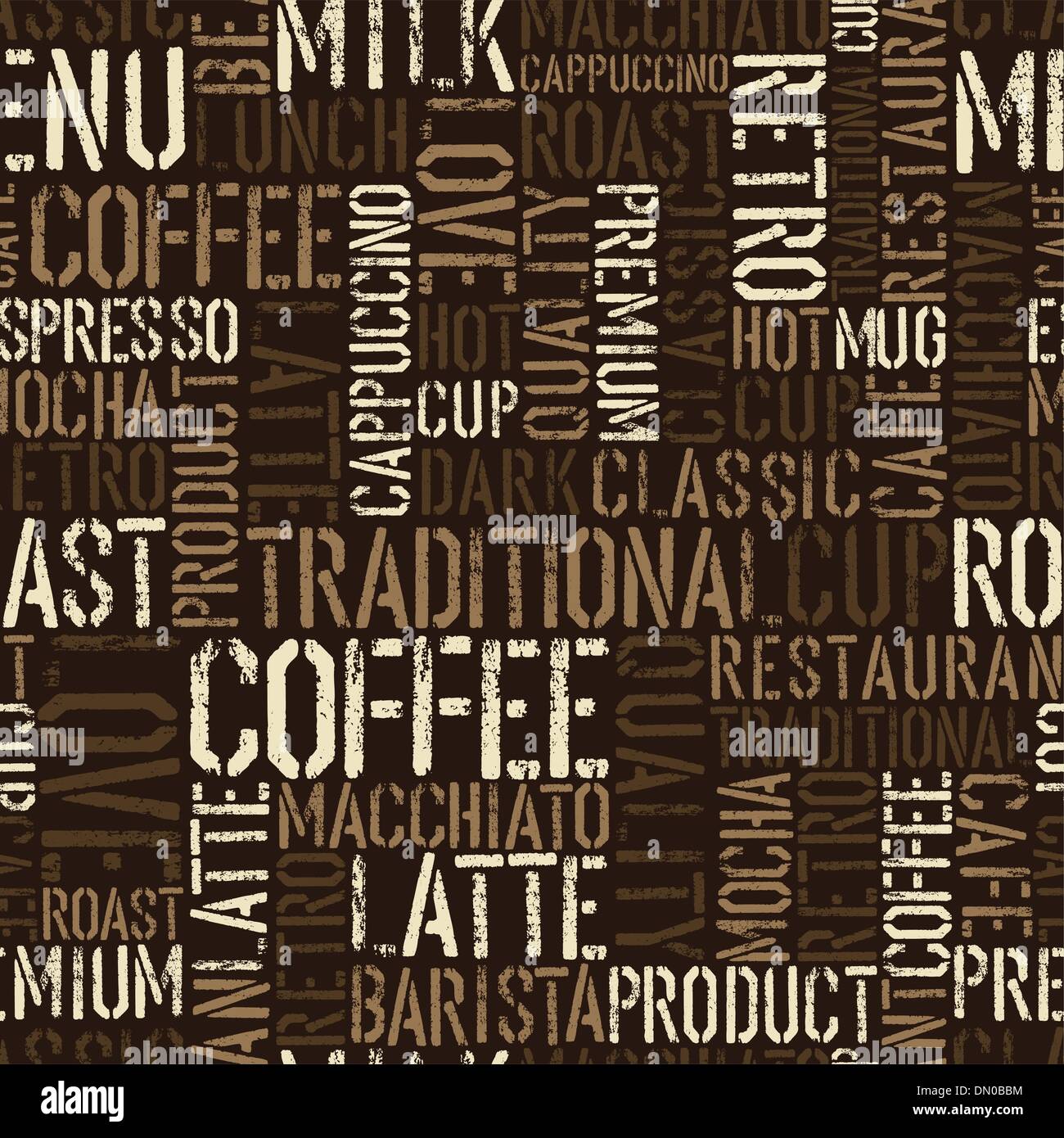 Seamless coffee experience pattern. Vector, EPS8. Stock Vector
