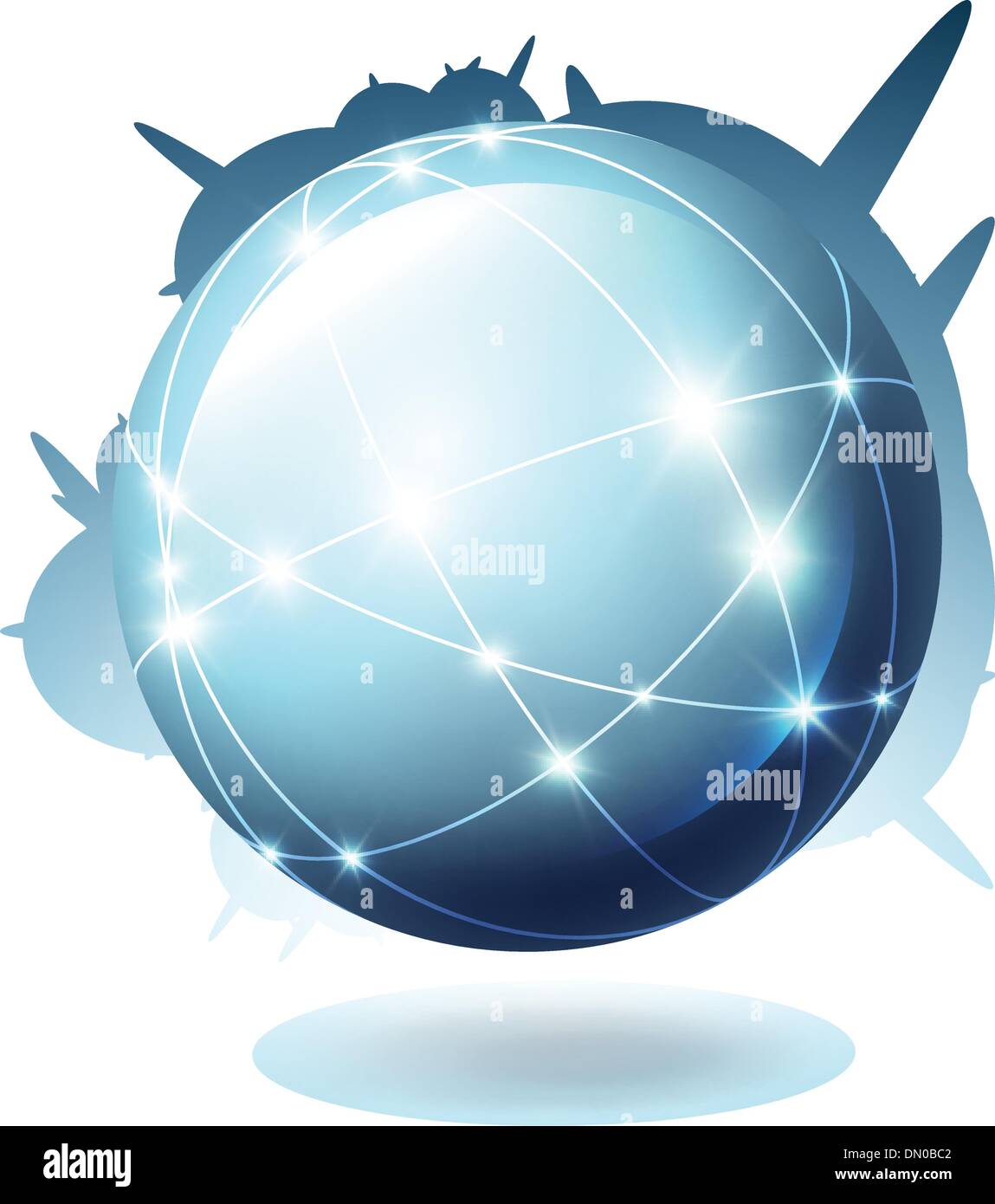 Globe with satellites. Vector illustration, EPS10 Stock Vector