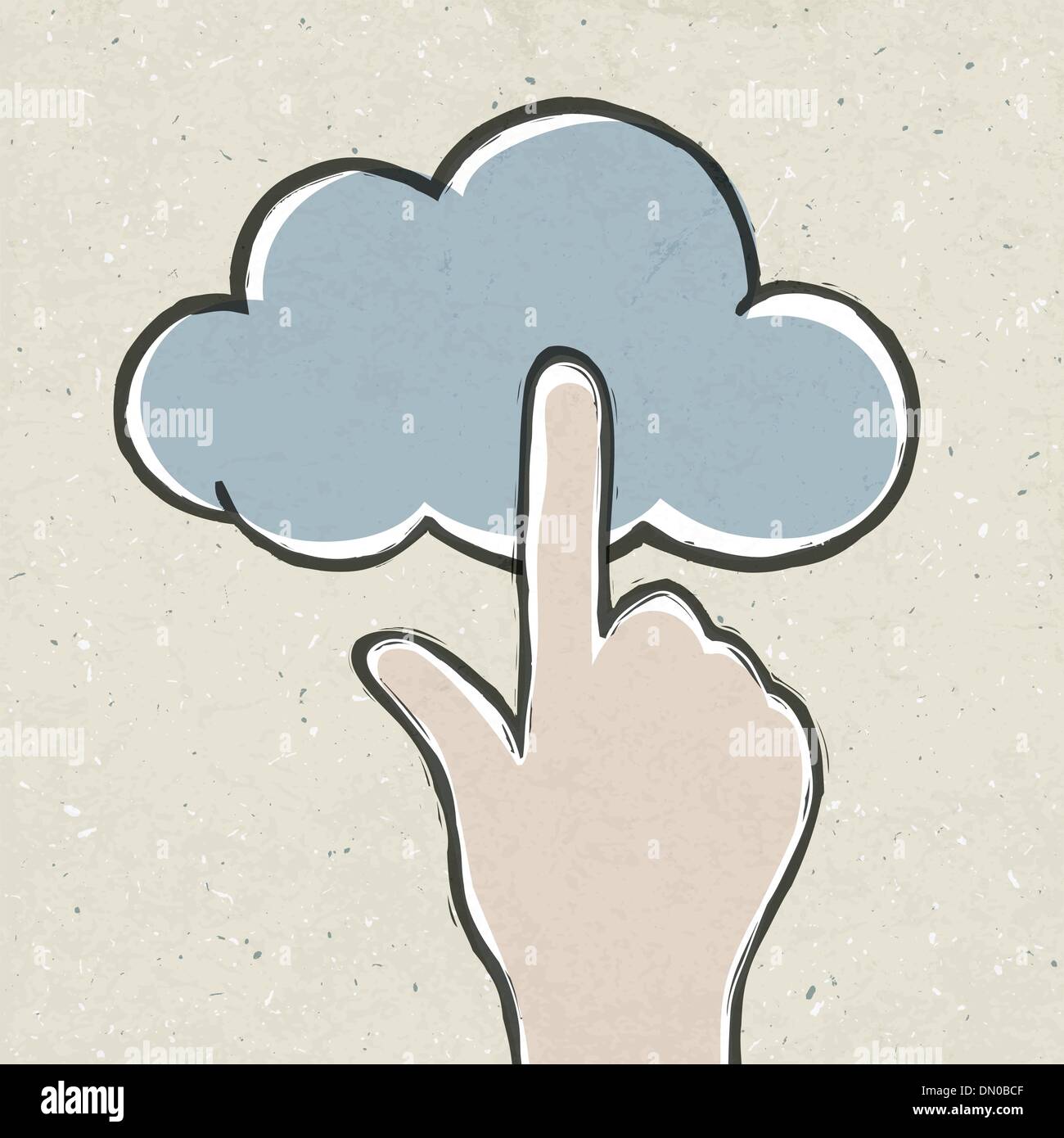 Hand clicking cloud icon. Concept vector illustration,  EPS10. Stock Vector