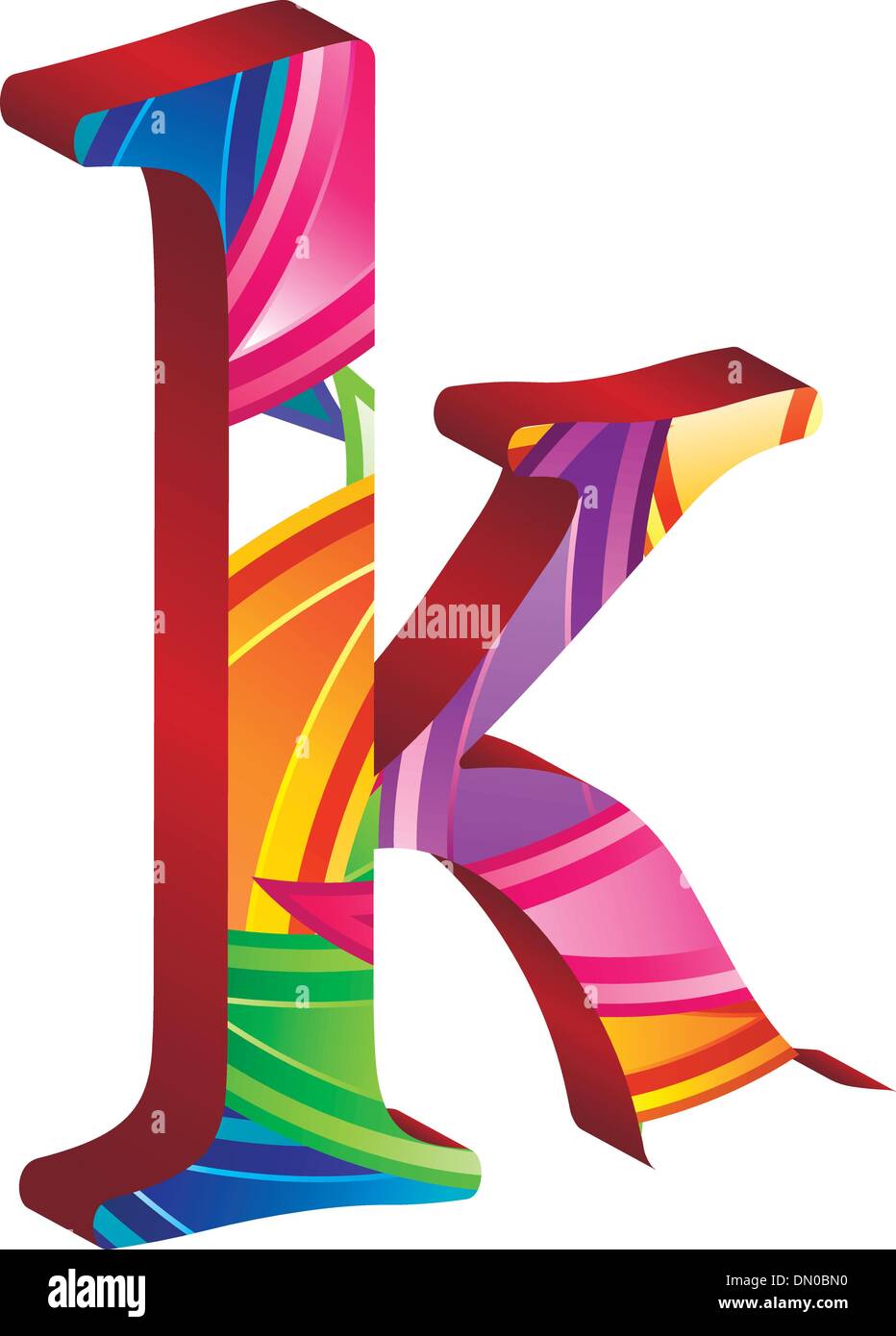 Colored alphabet with spikes and leaves Stock Vector
