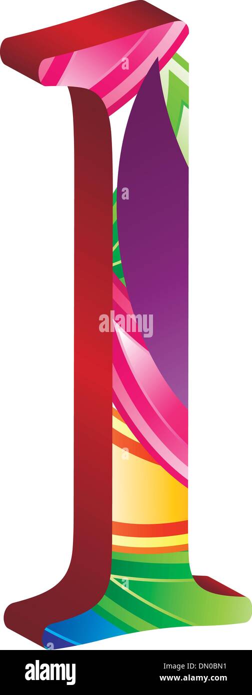 Colored alphabet with spikes and leaves Stock Vector