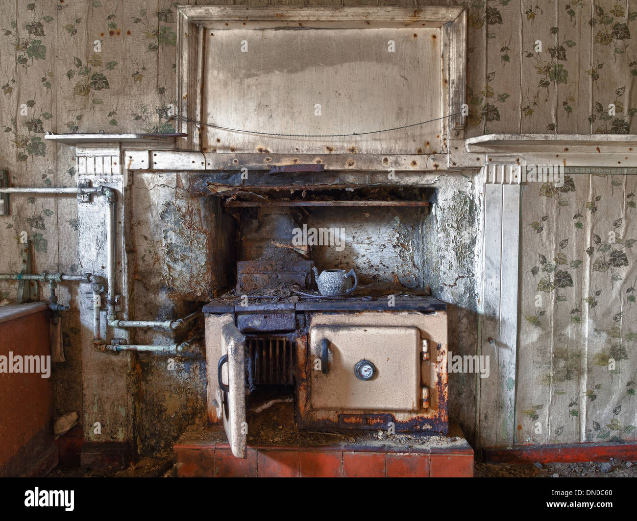Rayburn Cooker in Abandoned Croft House, Isle of Lewis Stock Photo