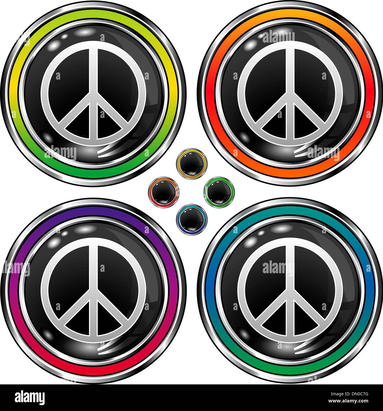Peace symbol black orb button Stock Vector