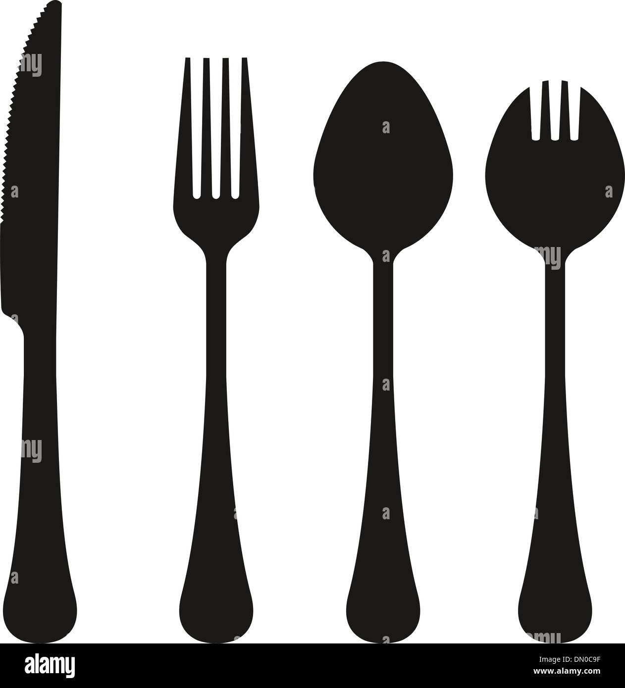 Eating utensils vector silhouettes Stock Vector
