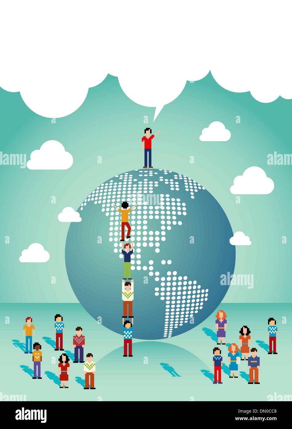 Social networks people growth in The Americas Stock Vector