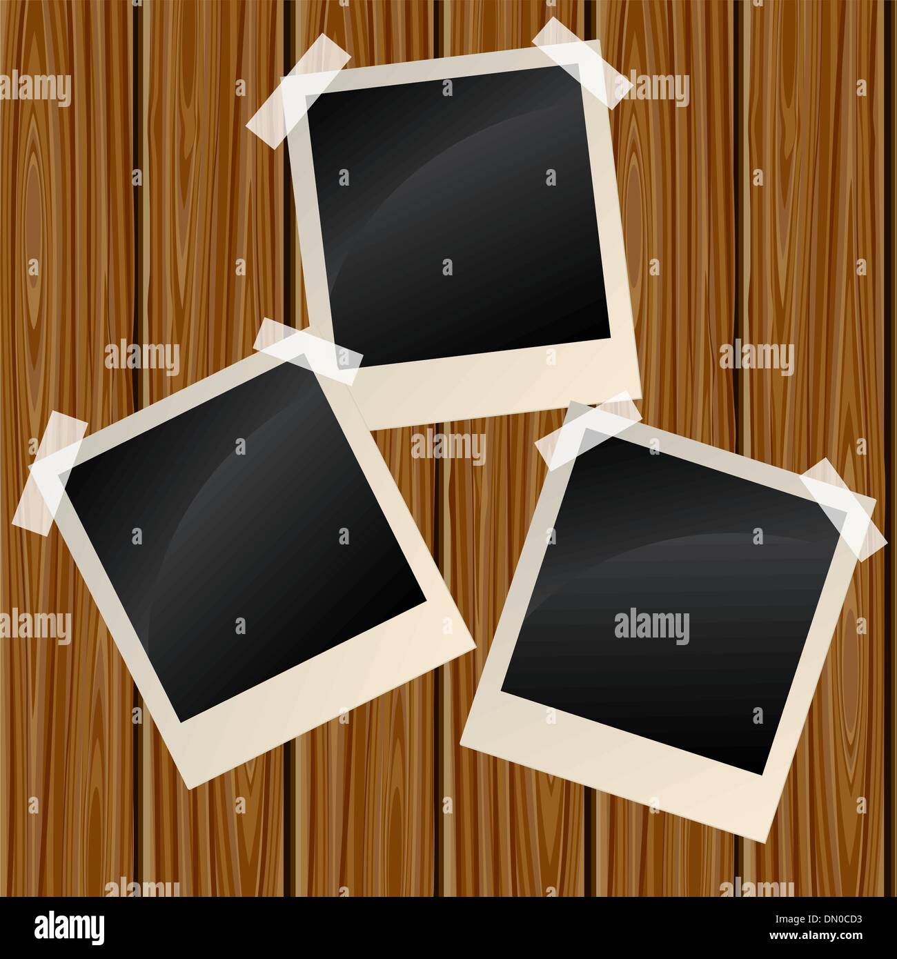 Empty old photos frame on wooden wall Stock Vector Images - Alamy