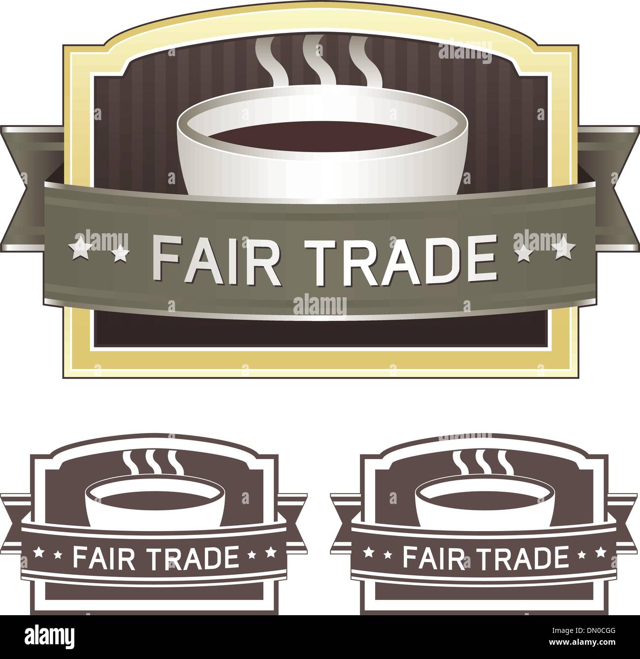 Fair trade coffee label Stock Vector