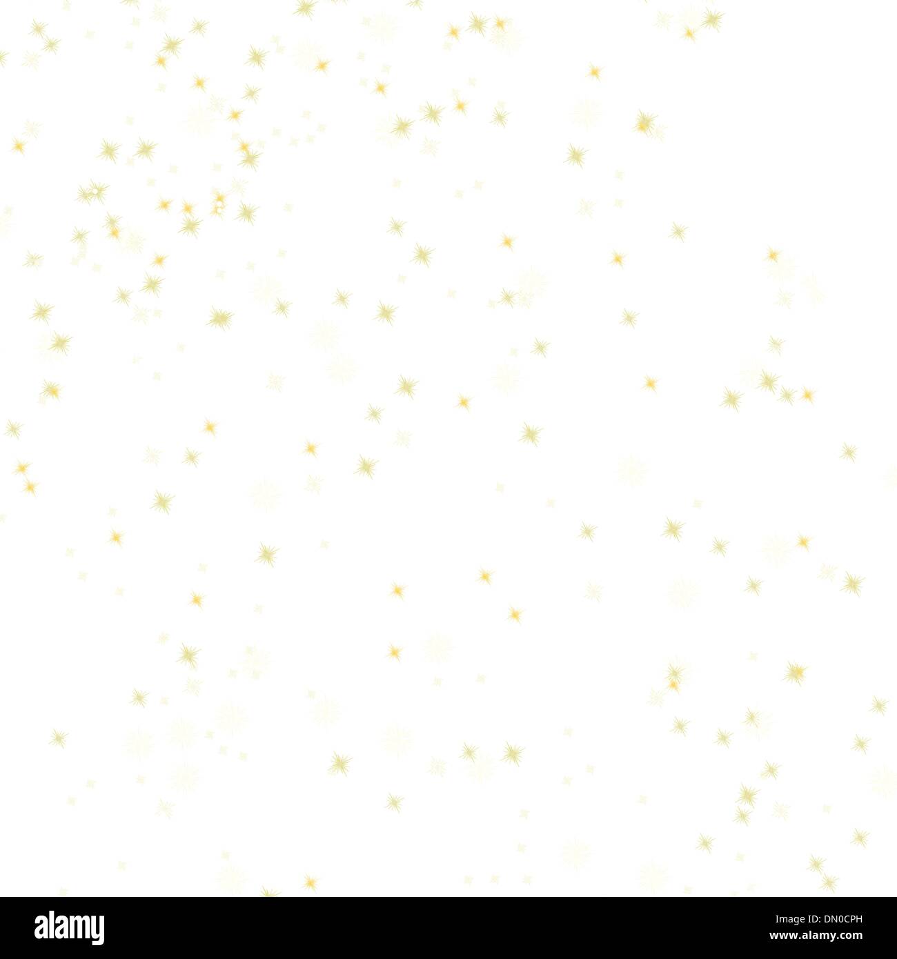 Snowflakes and stars on golden light. EPS 8 Stock Vector