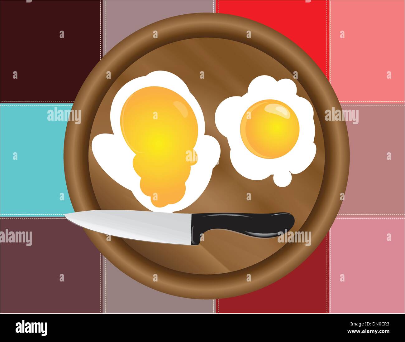 Colored squares dark and fried eggs Stock Vector