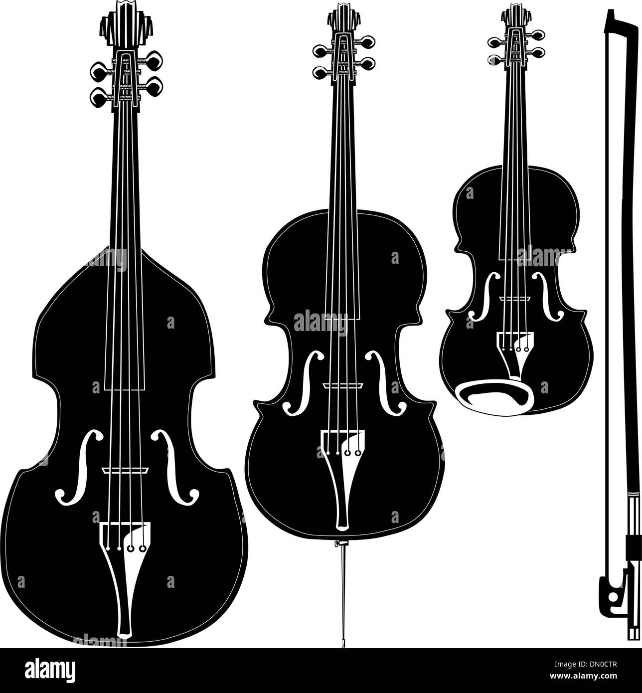 Stringed instruments vector silhouette Stock Vector
