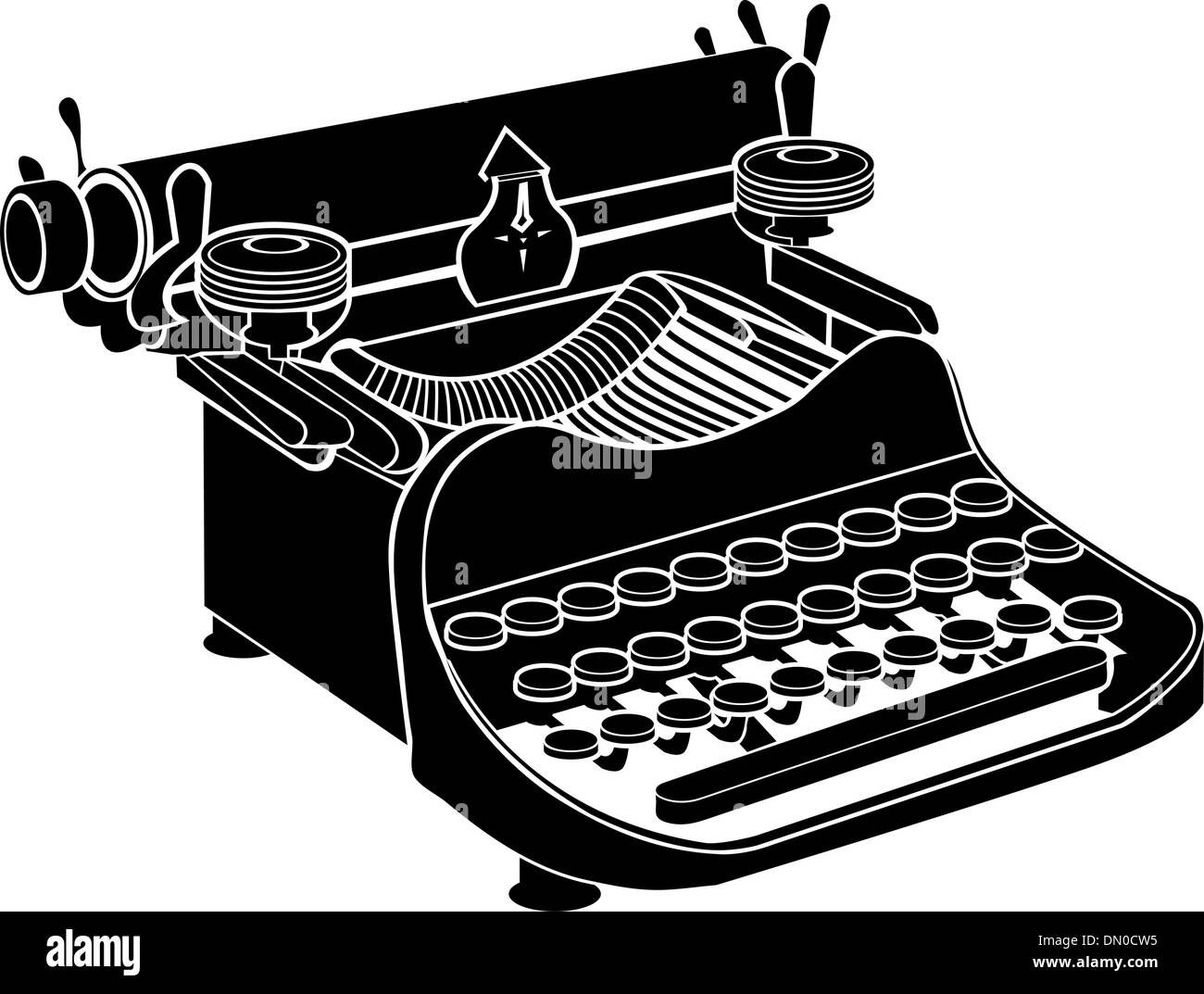 Manual typewriter vector silhouette Stock Vector