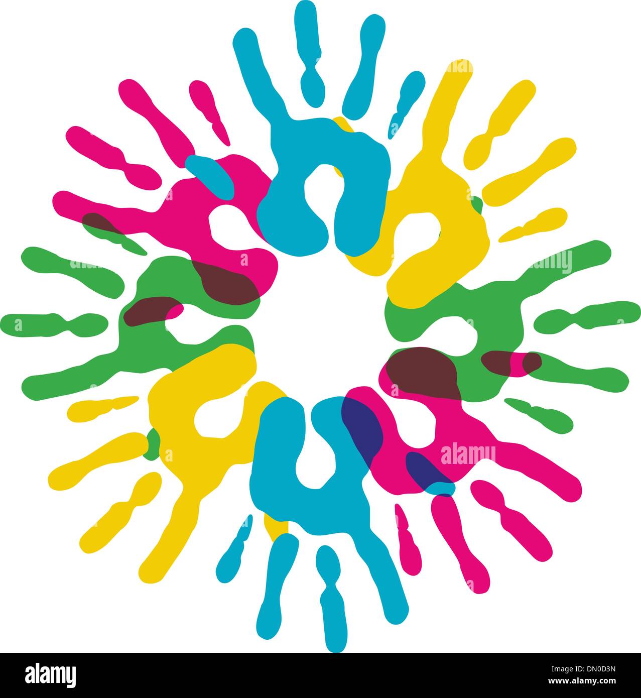Multicolor diversity hands circle Stock Vector