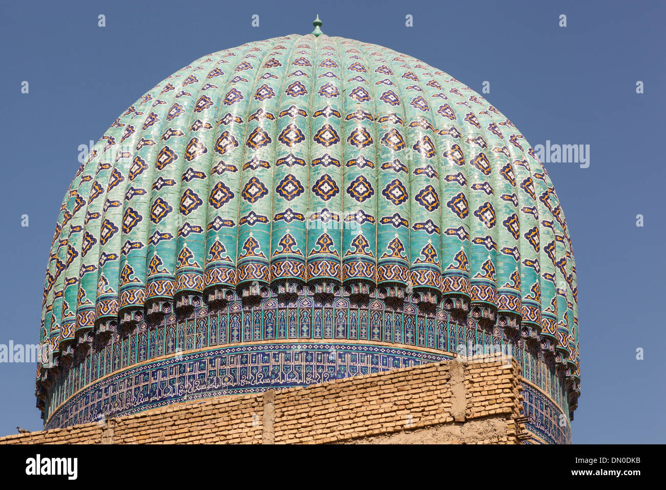 A dome of Bibi Khanym Mosque, also known as Bibi Khanum Mosque, Samarkand, Uzbekistan Stock Photo