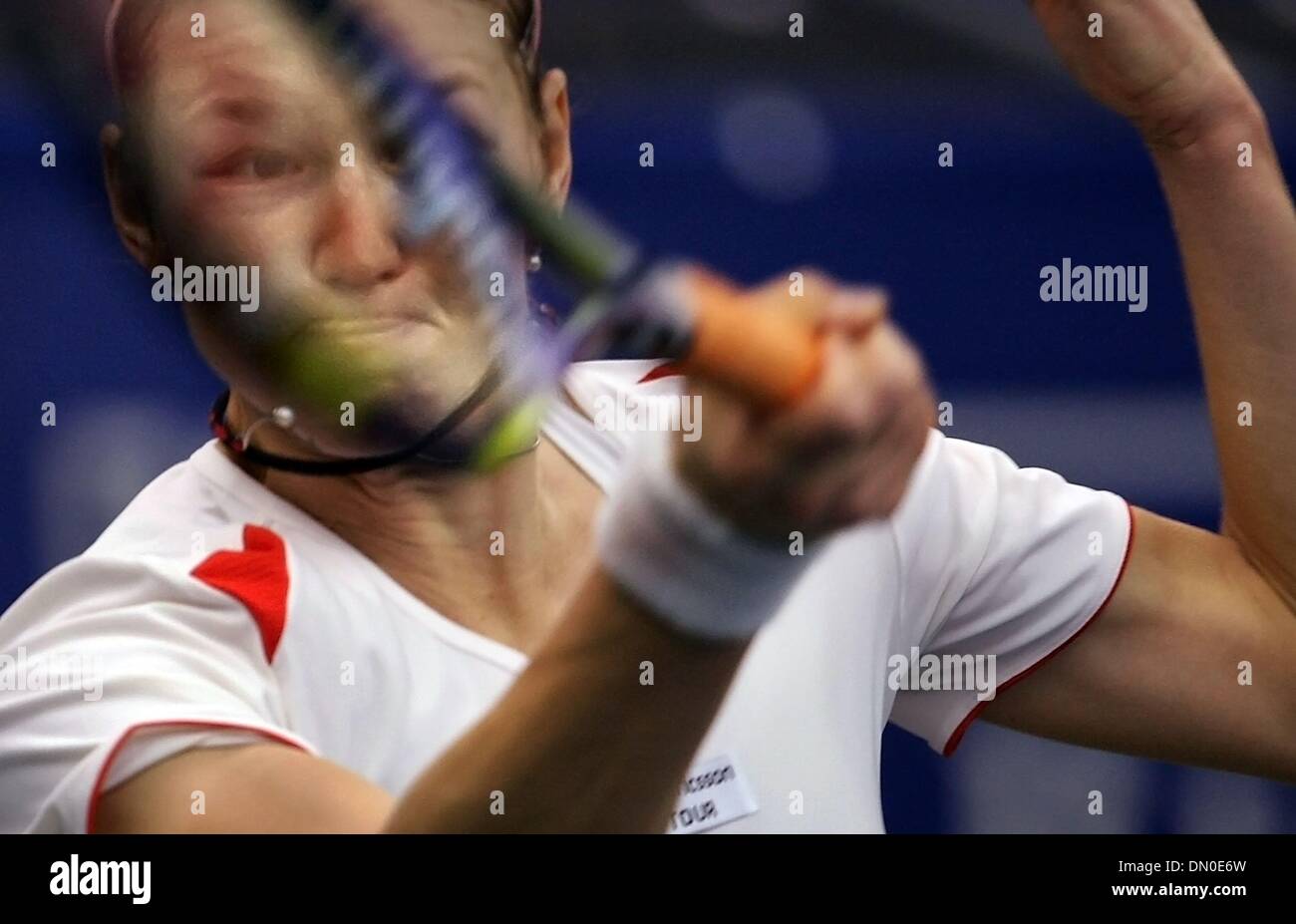 Feb. 16, 2010 - Memphis, TN, USA - February 16, 2010 Renata Voracova retuns a volley during her first round match against Elena Baltacha during the Cellular South Cup tournament at the Raquet Club of Memphis Tuesday morning. (Credit Image: © The Commercial Appeal/ZUMApress.com) Stock Photo