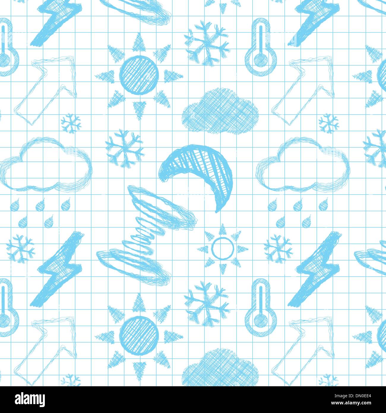 Weather hand drawn seamless pattern. Stock Vector